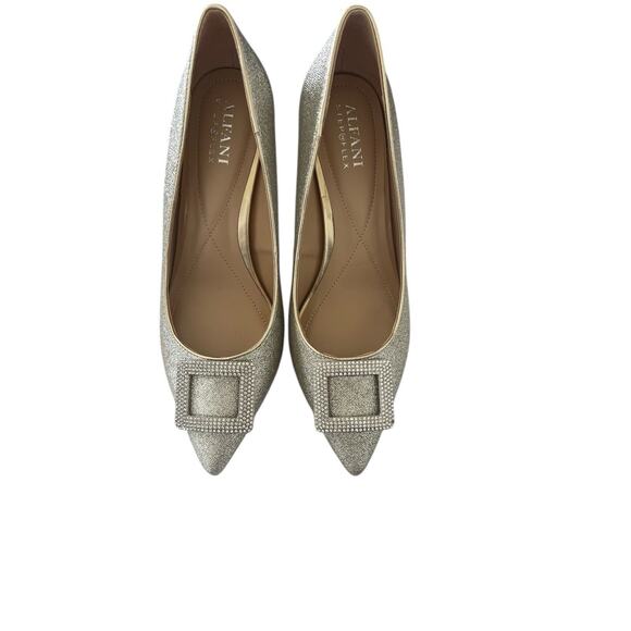 Alfani Stepflex Women’s Glitter Pointed- Toe Wedge Pump SZ 7.5M Gold - Picture 1 of 7